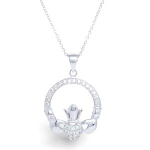 New Cubic Zirconia Ireland Silver Plated Pendant Necklace